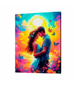 Холст с красками 30x40 см по номерам (30 цв.) Пара в ярких красках арт. ХК-3263