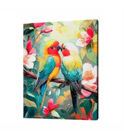Холст с красками 30x40 см по номерам (30 цв.) Яркие попугаи-неразлучники арт. ХК-3231