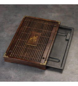 Поднос для чайной церемонии, чабань, 43х28.5х5 см, японский дуб, коричневый 10137915