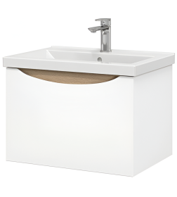Тумба под умывальник Belux Берген НП 60-01 Белый глянцевый/Дуб сонома светлый
