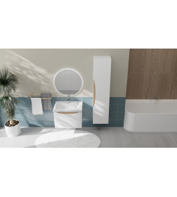 Тумба под умывальник Belux Берген НП 60-01 Белый глянцевый/Дуб сонома светлый