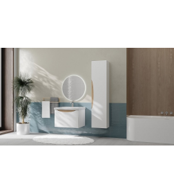 Тумба под умывальник Belux Берген НП 60-01 Белый глянцевый/Дуб сонома светлый