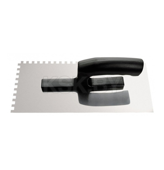 Гладилка нерж пластиковая ручка 27*13см, зуб 12*12мм (040146) 