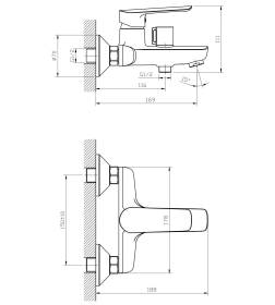 Смеситель Esko Lagos Black для ванны, LG 54B