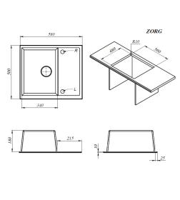 Мойка ZORG Apollo 58 серый жемчуг