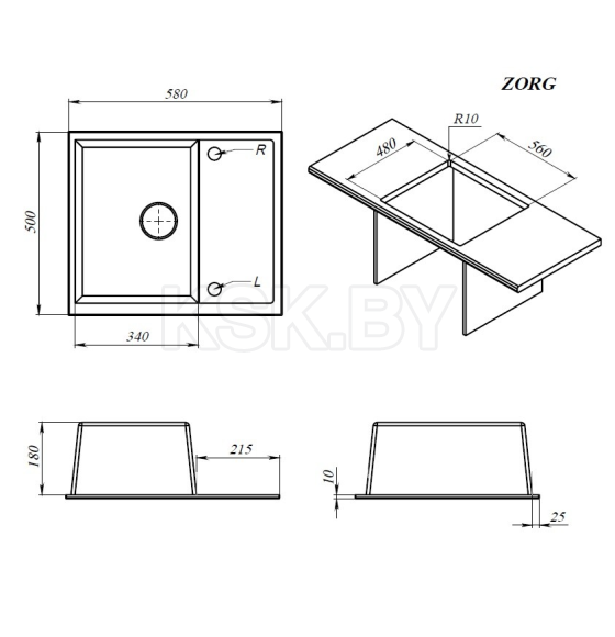 Мойка ZORG Apollo 58 песчаный берег (Apollo 58 SAND) 