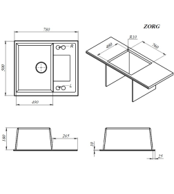 Мойка ZORG Dello 78 песчаный берег
