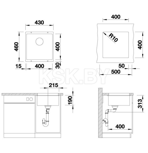 Мойка ZORG Subline 40 черный опал (Subline 40 BLACK) 