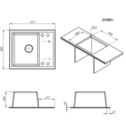 Мойка ZORG Torino 62 черный оникс