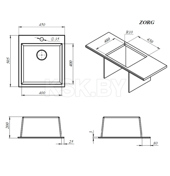 Мойка ZORG ZRN 5045 PREMIUM PVD Gunblack (ZRN 5045 PREMIUM PVD Gunblack) 