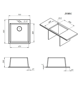 Мойка ZORG ZRN 5050 PREMIUM PVD Gunblack витринный образец