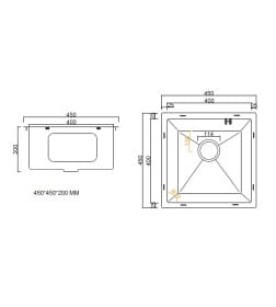 Мойка ARFEKA ECO AR 450*450 BLACK PVD NANO DECOR MILLET GRAINS