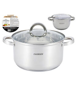 Кастрюля Fanhoff "Agata" 3,6 л, 20*11.5 см FH-350-20 нержавеющая сталь