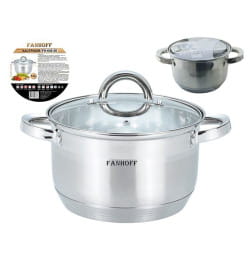 Кастрюля Fanhoff "Iveta" 2,8 л, 18*11.5 см FH-640-18 нержавеющая сталь