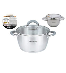 Кастрюля Fanhoff "Vega" 1,6 л, 16*10 см FH-672-16 нержавеющая сталь