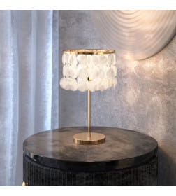 Светильник настольный с перламутром 208101 латунь/перламутр