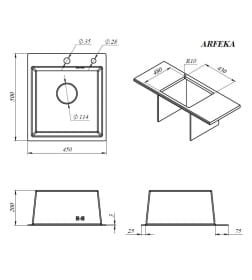 Мойка ARFEKA ECO AR 450*500 GOLD PVD NANO