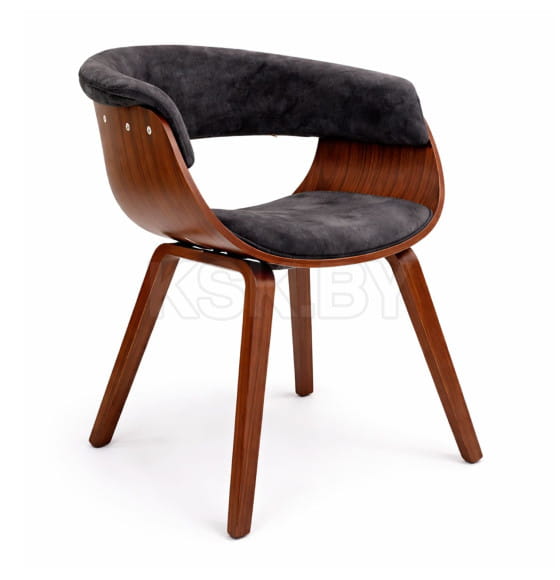 Кресло барное MODY, велюр, темно-серый Fabb 16/орех (124496) 