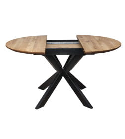 Стол РАУНД раздвижной, d110(150)*75, дуб натуральный/черный (ПрР-4 DSW (02) КСЕ/Р-80)