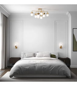 Люстра умная потолочная со стеклянными фактурными плафонами 302002/8 латунь Smart