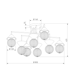Люстра умная потолочная со стеклянными фактурными плафонами 302002/8 латунь Smart