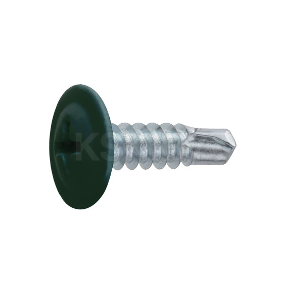 Саморез 4.2х19 мм с п/ш, цинк, со сверлом, RAL 6005 (150 шт в пласт. конт.) STARFIX (цвет зелёный мох) (SMP1-18343-150) 