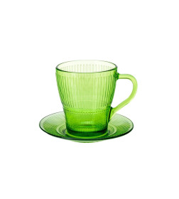 Набор чашек с блюдцами стеклянный "Луиз. Шартрез" 280 мл 12 пр. (арт. O0495, код 054787)