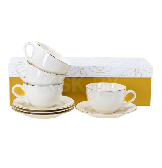 Набор чашек с блюдцами фарфоровый 8 пр. 250 мл (арт. RN10003-1G/4, код 294596) (RN10003-1G/4) 