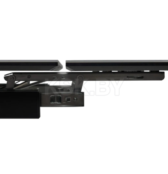 Стол обеденный "Кентукки" 1400(2000) (ст. №2 / Керамика Белый мрамор 9806035 / МДФ черный кварц / черная / Металл черный) (СО 233) 