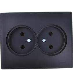 Розетка двойная б/з ПБТ чёрный бархат KARINA 707-4200-128В