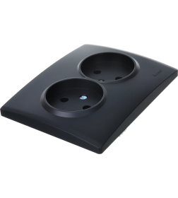 Розетка двойная б/з ПБТ чёрный бархат KARINA 707-4200-128В