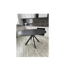 Стол обеденный "Москва" d 1000(вставка 400, БАБОЧКА) (ст. круг) / МДФ в плёнке МРАМОР ЧЕРНЫЙ SSK460/рама черное / Металл черный)