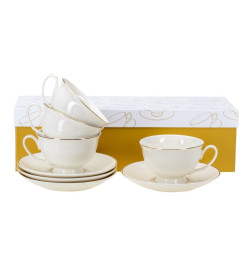 Набор чашек с блюдцами фарфоровый 8 пр. 250 мл (арт. RN10230-1G/4, код 294626)