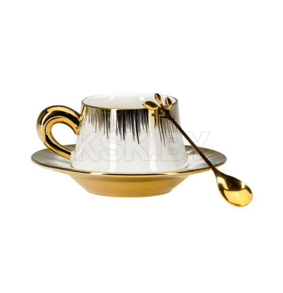 Чашка с блюдцем фарфоровая 300 мл + ложка (арт. GS875, код 295197)Микс (GS875) 