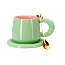 Чашка с блюдцем фарфоровая 350 мл + ложка (арт. GS002, код 295265) (GS002) 
