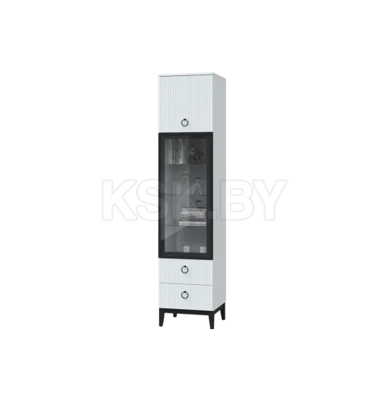 Шкаф-витрина Шарлиз с 1 стекл. дв и 2ящ. 450 белое сияние/белый снег (630-0430-05) 
