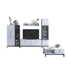 Шкаф-витрина Шарлиз с 1 стекл. дв и 2ящ. 450 белое сияние/белый снег