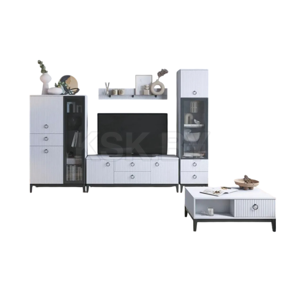 Шкаф-витрина Шарлиз с 1 стекл. дв и 2ящ. 450 белое сияние/белый снег (630-0430-05) 