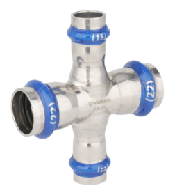 Крестовина раструбная Varmega Inox Press 28x22x28x22