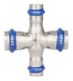 Крестовина раструбная Varmega Inox Press 28x22x28x22