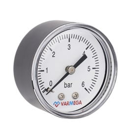 Манометр Varmega аксиальный 50 мм, 6 бар, 1/4"