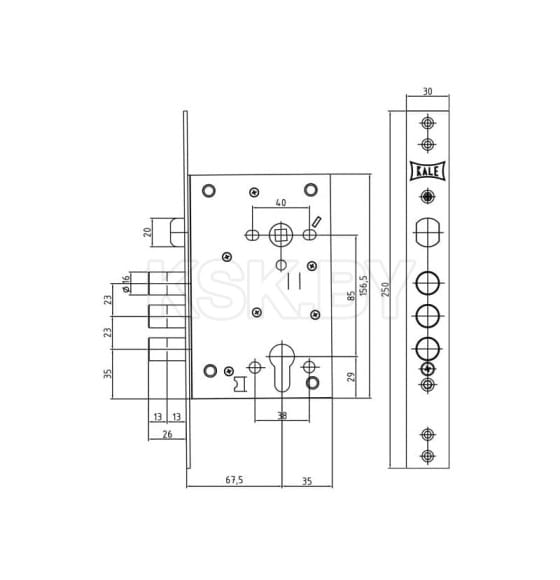 Замок врезной с защелкой KALE KILIT 442 (34383) 