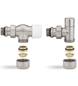 Комплект радиаторных клапанов Varmega №3, 1/2" x 3/4"EK, осевой, матовый никель