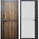 Дверь входная "Гарда вертикаль "  Орех кантри/сатин белый (правая)  860х2050 мм