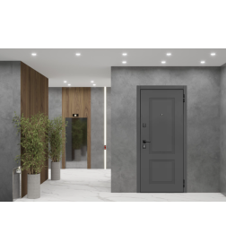 Дверь входная "Гарда"  Графит/эмалит белый (правая)  860х2050 мм