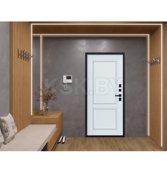 Дверь входная "МеталЮр М75 Термо" Металл букле графит/Velluto Bianco  (левая)  860х2050 мм