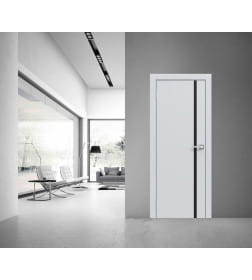 Дверное полотно "Line" 2 ,2000х800х38мм,Эмаль,Грей,черный молдинг