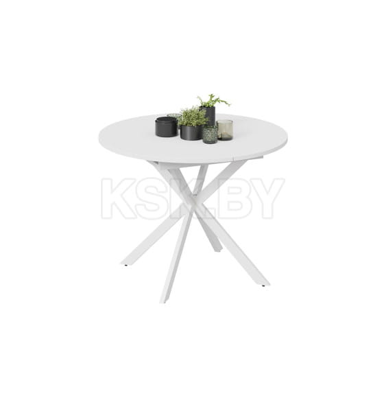 Стол обеденный раздвижной Мэдисон Тип 1 Белый муар/Белый (237762) 