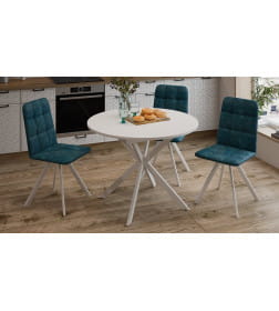 Стол обеденный раздвижной Мэдисон Тип 1 Белый муар/Белый