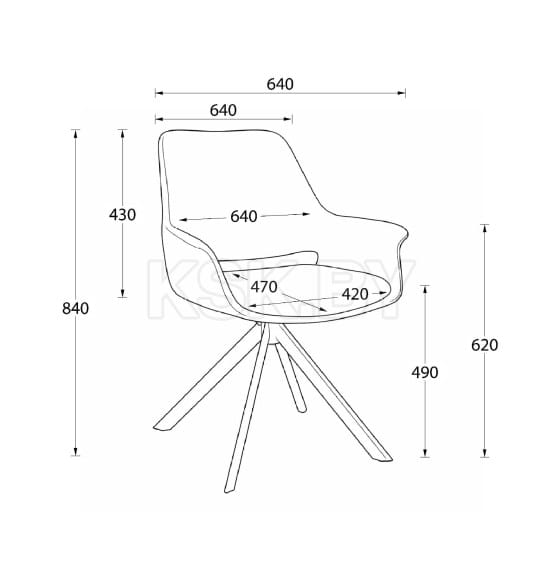 Стул OFFY-R 360, g22 GRAPHITE шенилл LUX - Graphite замша LUX\черный (129020) 